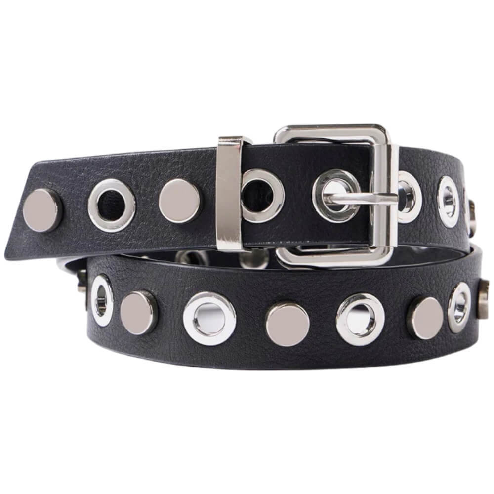 Mint Velvet Black Studded Leather Belt